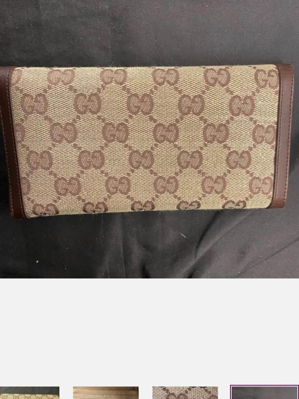 Vintage  Brown Leather  GG Monogram Long Card Holder with Multiple Slots✨🍓🩷